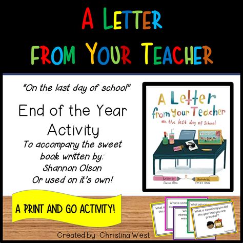 End of Year Activity: A Letter From Your Teacher on the Last Day of ...