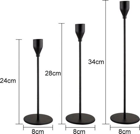Kandelaar Set 3 Stuks Kaarshouder Kaarsenstandaard Metaal Zwart Bol