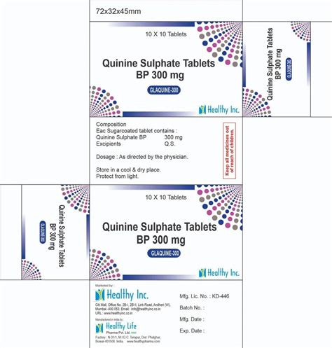 Quinine Sulphate Tablets 300 Mg 10 X 10 Tablet Prescription At Rs 100