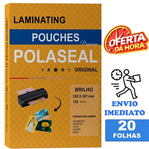 Polaseal Plástico Plastificação A4 0 05mm 20 unidades Escorrega o Preço