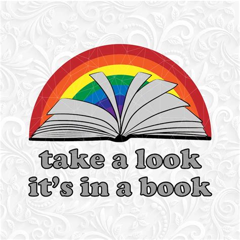 Take A Look It S In A Book Svg Eps Png Rainbow Book Reading Svg