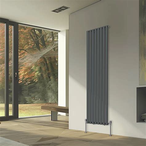 Rinse Bathrooms Vertical Radiators Oval Single Panel Anthracite Column Designer Radiator