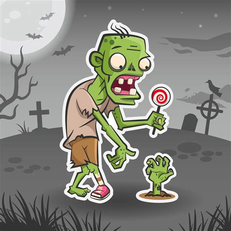 Zombie cartoon character. Halloween sticker. Halloween monster 3031749 ...