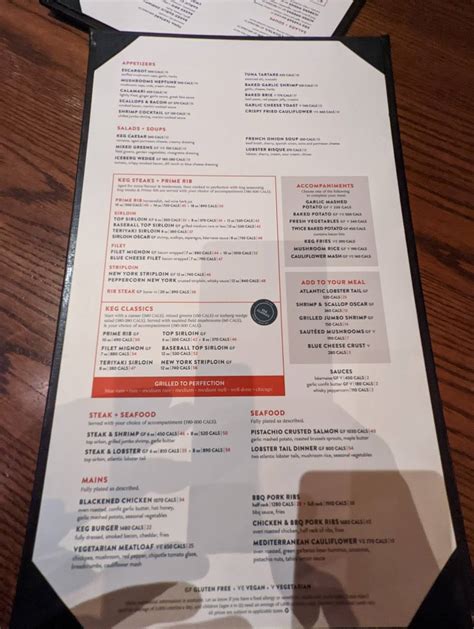 Menu at The Keg Steakhouse + Bar - Windsor Riverside, Windsor, 1 ...