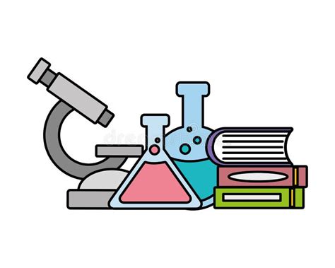 Ciencia Del Frasco De Los Libros Del Microscopio Ilustración del Vector