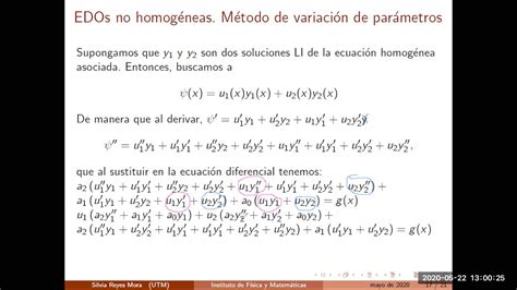 Clase Método De Variación De Parámetros Youtube