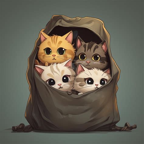 Premium Ai Image Cartoon Illustration Of Cat In A Bag