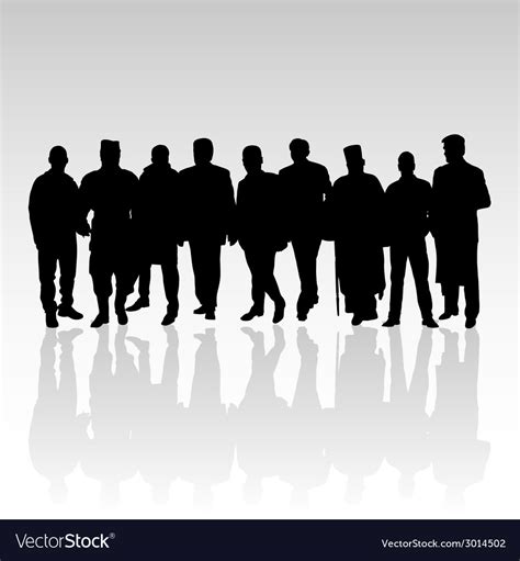 Man In Group Silhouette Black Color Royalty Free Vector