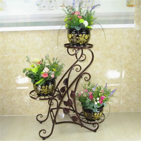 European Style Balcony Wrought Iron Flower Pot Shelf Flower Pot