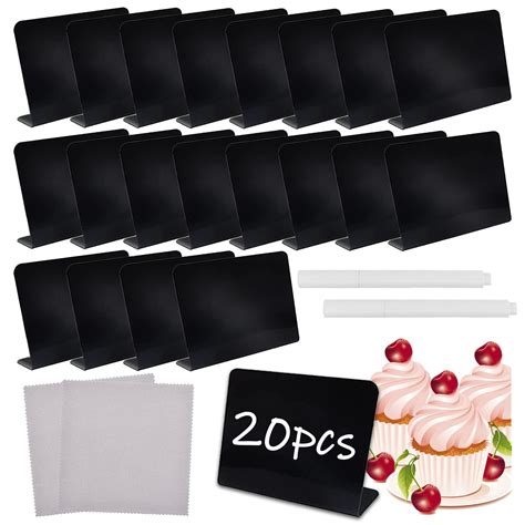 Snapklik 20 Pack Mini Chalkboard Signs For Food 4x3 Black