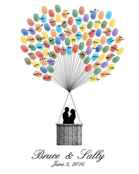 Wedding Guest Book Hot Air Balloons Personalized Fingerprint