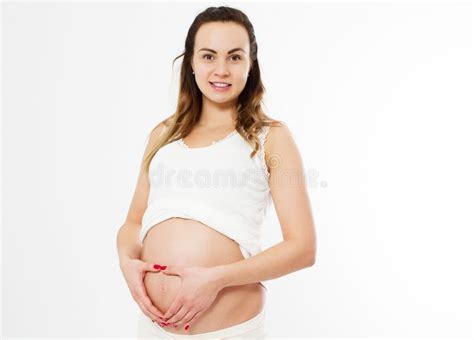 Mulher Feliz Gr Vida Que Toca Em Sua Barriga Retrato Envelhecido M Dio