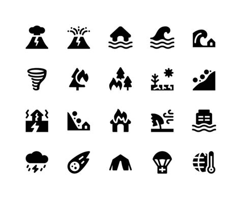 Vector Black Disaster Icons Set Stock Vector Image By Annexs