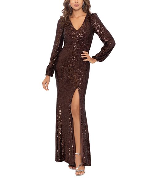 Xscape Sequined Gown In Brown Lyst