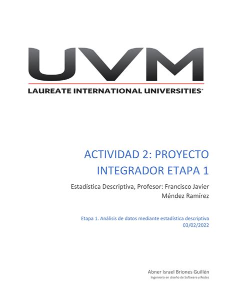 A Proyecto Integrador Etapa De Estad Stica Descriptiva Actividad