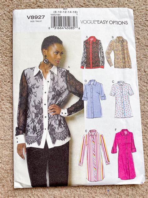 Vogue Shirt Pattern V8927 Sz 8 16 Uncut Etsy