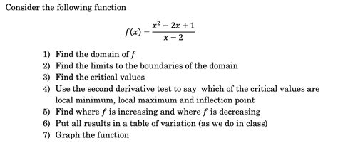 Solved Consider The Following Function F X X−2x2−2x 1 1