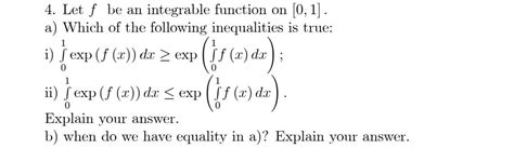 Solved 4 Let F Be An Integrable Function On [0 1] A