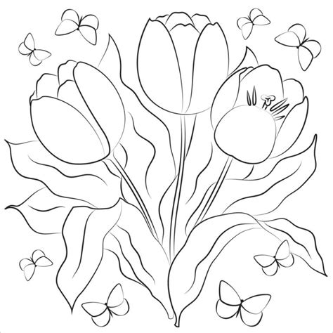 Dibujos De Tulipanes Para Colorear