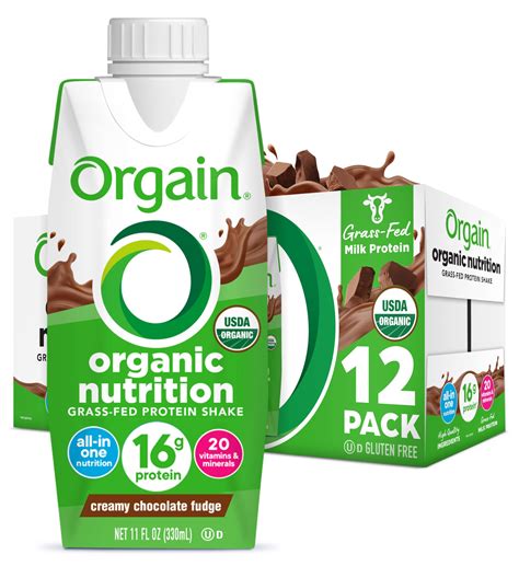 Orgain Organic Nutritional Protein Shake Creamy Chocolate Fudge 16g Grass Fed Whey Protein