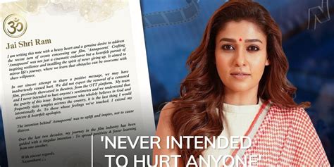 Nayanthara Issues Apology After Netflix Removes Her Film ‘annapoorani