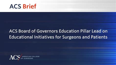 Educational Initiatives For Surgeons And Patients Acs Brief Acs