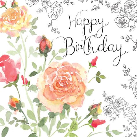 Buy Twizler Happy Birthday Card For Her with Unique Watercolour Effect and Flowers - Female ...