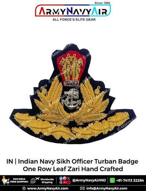 IN Indian Navy Sikh Officer Turban Badge For Officers ArmyNavyAir