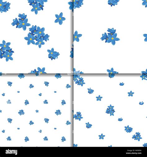 Seamless Forget Me Not Pattern Set Stock Vector Image And Art Alamy