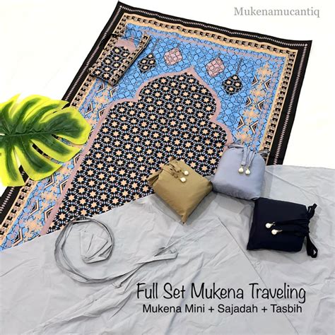 Jual Full Set Mukena Travel Mini 2in1 Parasut Crinkle Premium Sajadah