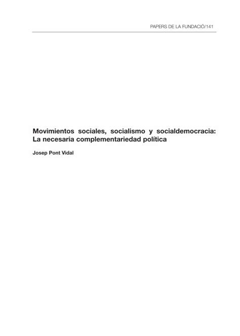 Pdf Movimientos Sociales Socialismo Y Socialdemocracia La