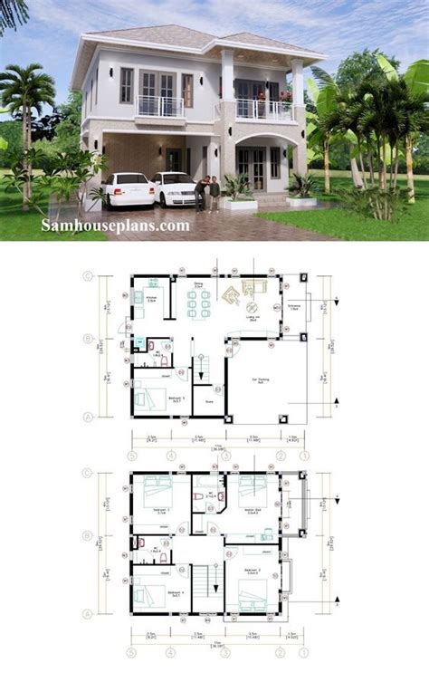 Custom House Plan 9x11 Meter 26x36 Feet 5 Beds 3 Baths Hip Roof A4