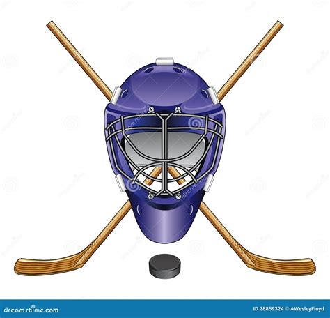 Ice Hockey Goalie Mask Sticks And Puck Vector Illustration | CartoonDealer.com #28859324