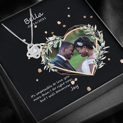 Valentine Personalized Valentine Card Photo Jewelry Message Card Cubic Zirconia Necklace Gift ...