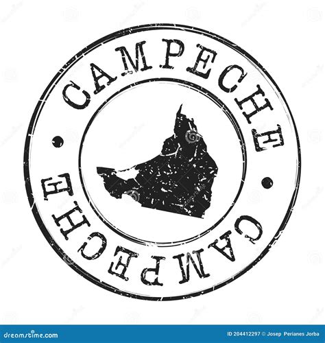 Campeche Mexico Map Postmark A Silhouette Postal Passport Stamp