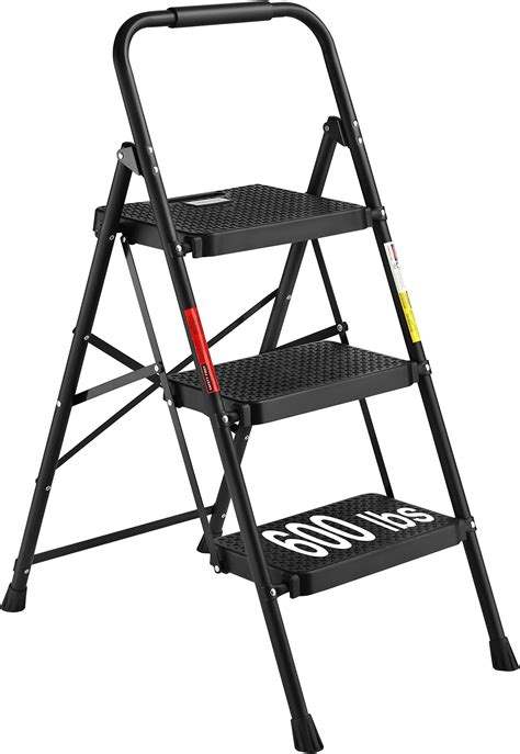 HBTower 3 Step Ladder Folding Step Stool With Wide Anti Slip Pedal