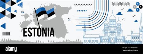 Estonia National Day Banner With Estonian Flag Colors Theme Background