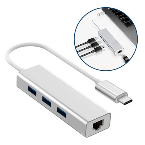 Ripley Adaptador Hub Tipo C Puertos Usb Ethernet