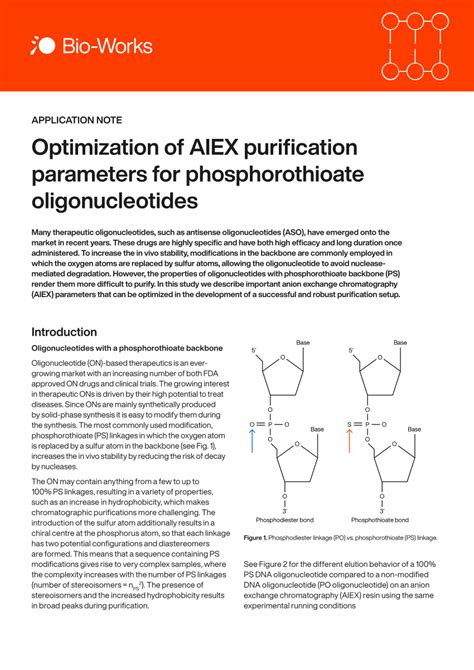 Pdf Optimization Of Aiex Purification Parameters For Phosphorothioate