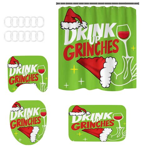 Podplug The Grinch Christmas Decorations Christmas Snowman Print Toilet Bathroom Mat And Shower