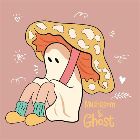 Premium Vector Sad Ghost And Mushroom Umbrella Vector