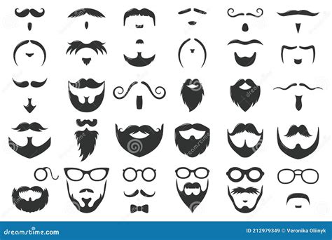 Moustaches And Beards Silhouettes Icons Cartoon Vector Cartoondealer