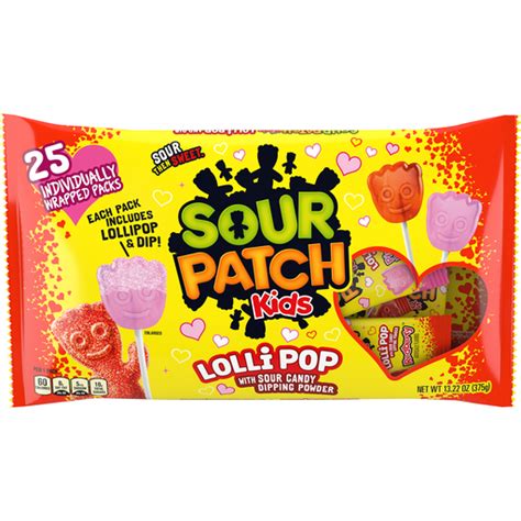 Sour Patch Kids Pink Raspberry & Redberry™ Lollipop with Sour Candy ...