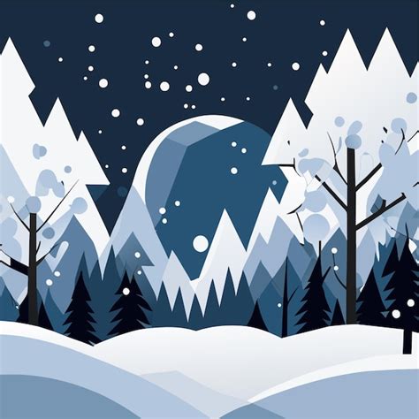 Premium Vector | Winter landscape poster with snowbound trees and cottage