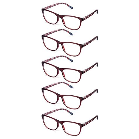 Read Optics 5 Pack Red Rectangular Reading Glasses For Men And Women 3