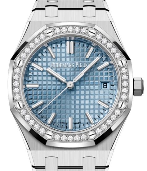 Audemars Piguet Royal Oak Mm Stainless Steel Light Blue Dial Diamond