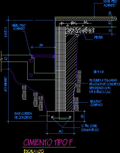 Planos Cimentaciones En Autocad Librer A Cad