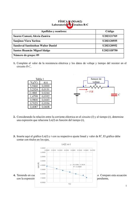 Lab 07 Suarez SV41 labo FÍSICA II MA462 Laboratorio 07 Circuitos