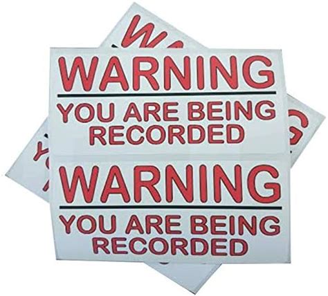 4 X C37 Warning You Are Being Recorded Stickers Red And Black Signs