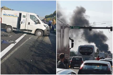 Assalto A Portavalori Inferno In Autostrada Spari Auto In Fiamme E